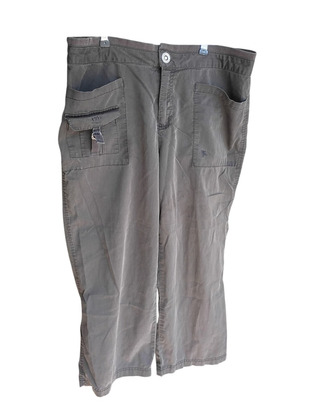Danskin Now Ladies Y2K Brown Cargo Capri Pants Size Medium 8/10